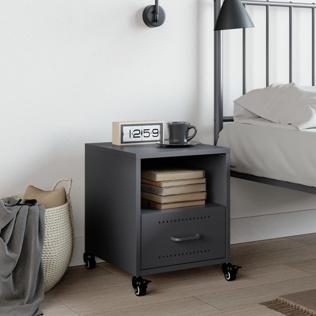 Anthracite Steel Bedside Cabinet 36x39x43.5 cm - Modern & Chic Design