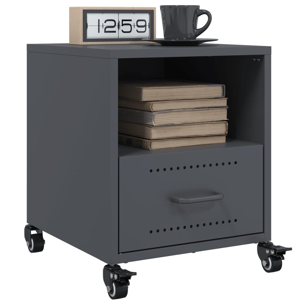 Anthracite Steel Bedside Cabinet 36x39x43.5 cm - Modern & Chic Design