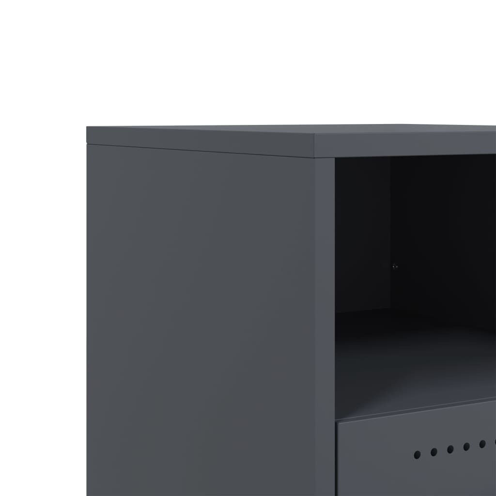 Anthracite Steel Bedside Cabinet 36x39x43.5 cm - Modern & Chic Design