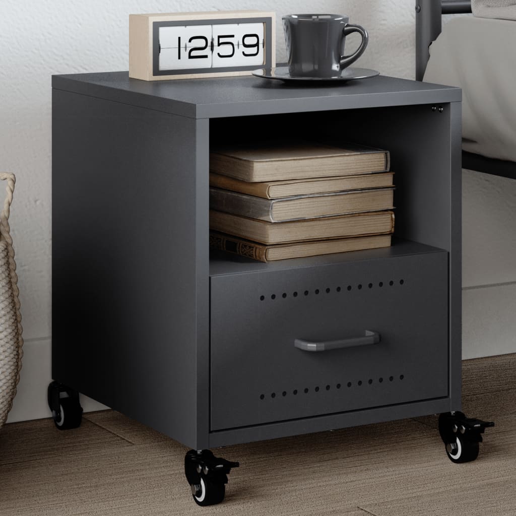 Anthracite Steel Bedside Cabinet 36x39x43.5 cm - Modern & Chic Design