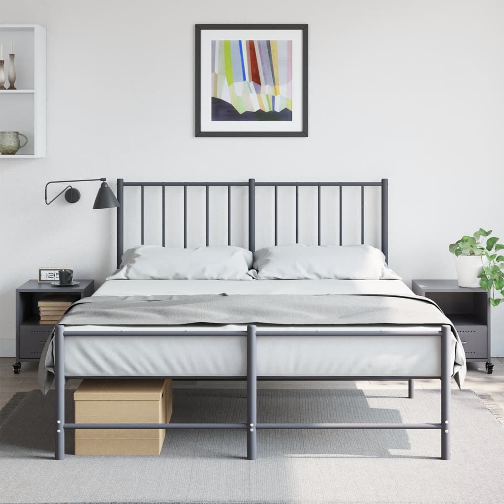 Anthracite Steel Bedside Cabinets Set of 2 - 36x39x43.5 cm
