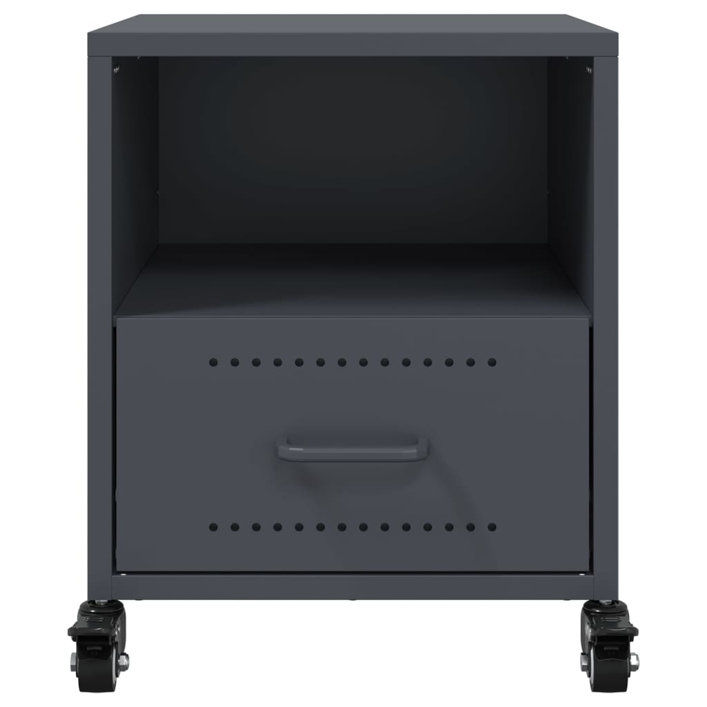 Anthracite Steel Bedside Cabinets Set of 2 - 36x39x43.5 cm