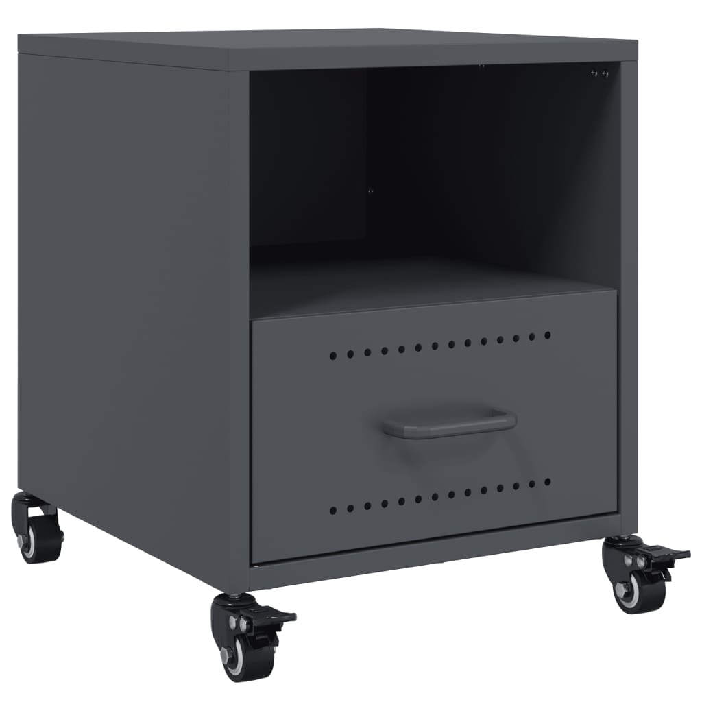 Anthracite Steel Bedside Cabinets Set of 2 - 36x39x43.5 cm