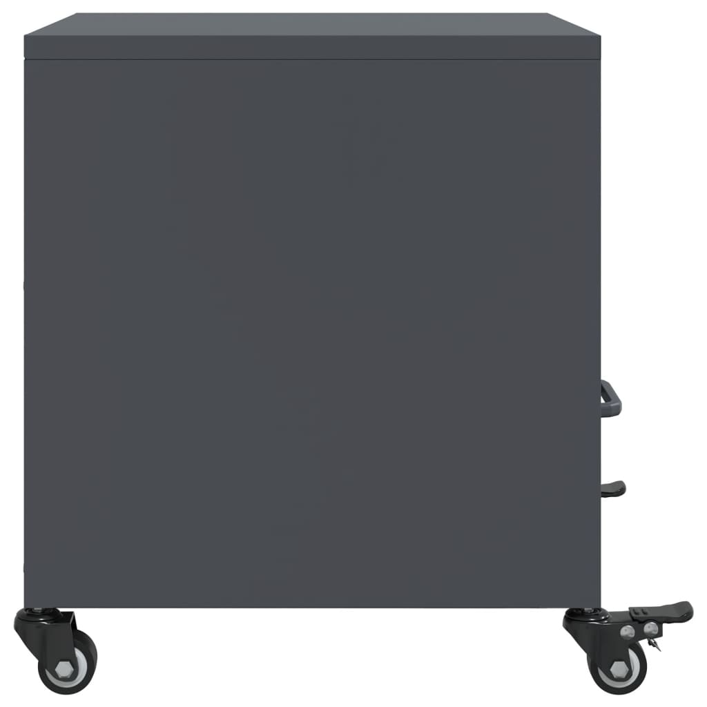 Anthracite Steel Bedside Cabinets Set of 2 - 36x39x43.5 cm