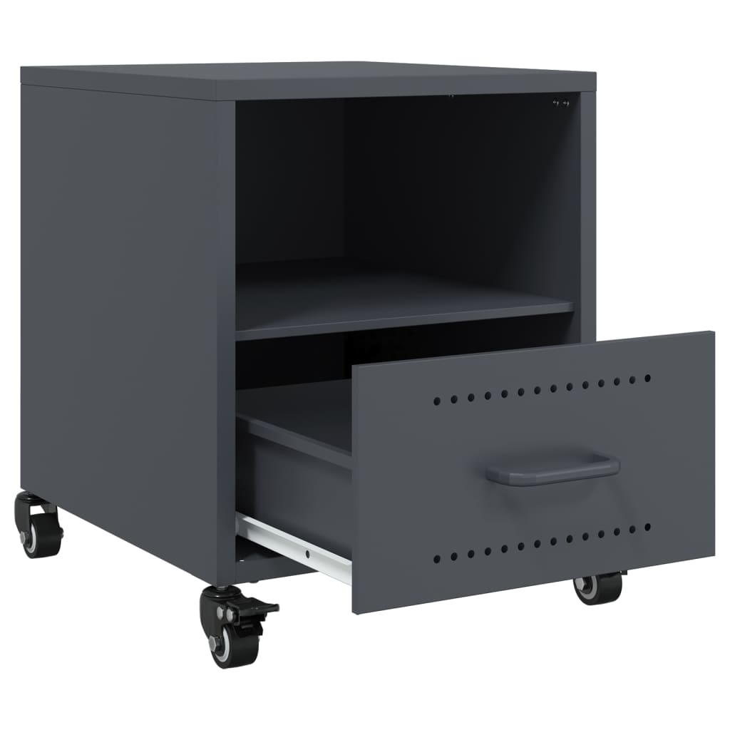 Anthracite Steel Bedside Cabinets Set of 2 - 36x39x43.5 cm