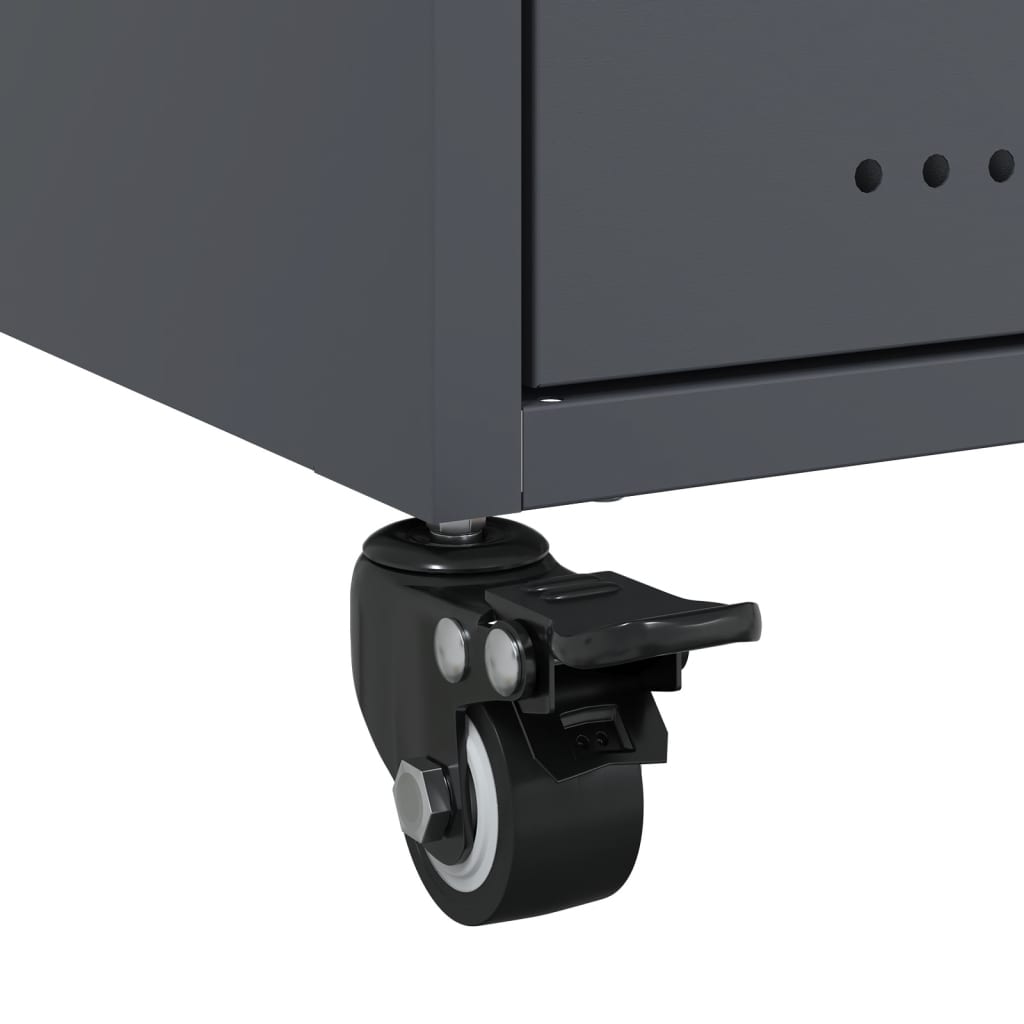 Anthracite Steel Bedside Cabinets Set of 2 - 36x39x43.5 cm