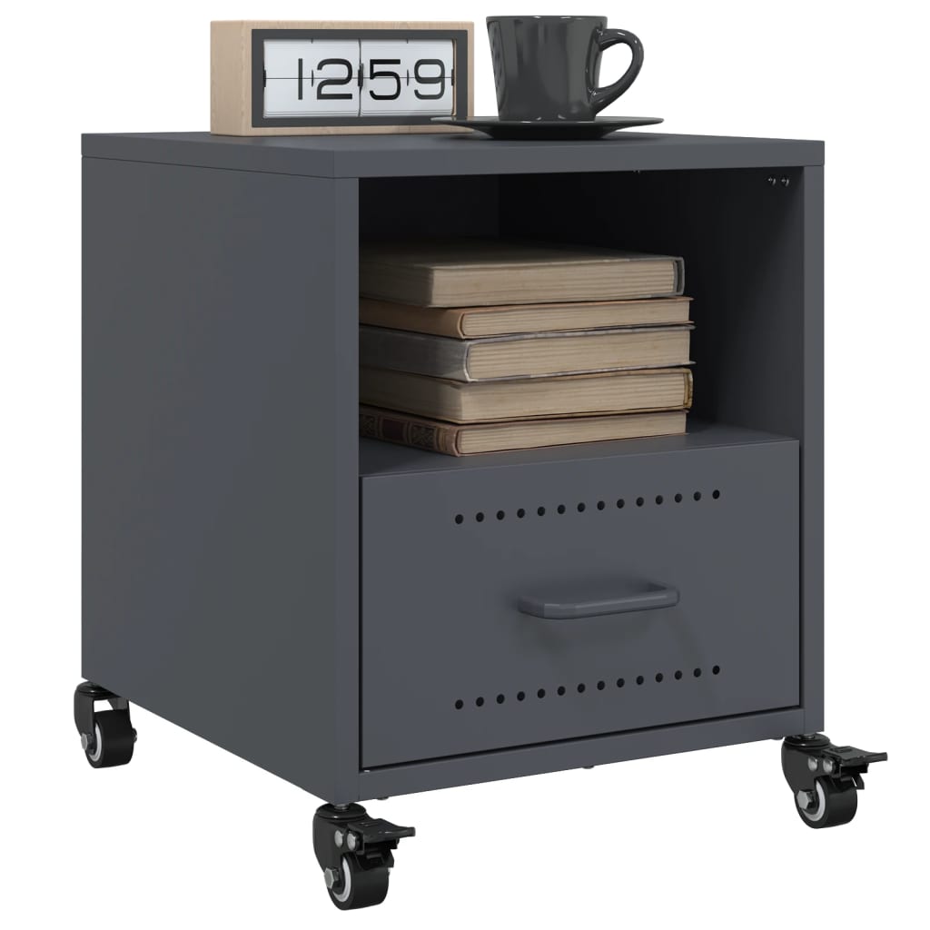 Anthracite Steel Bedside Cabinets Set of 2 - 36x39x43.5 cm