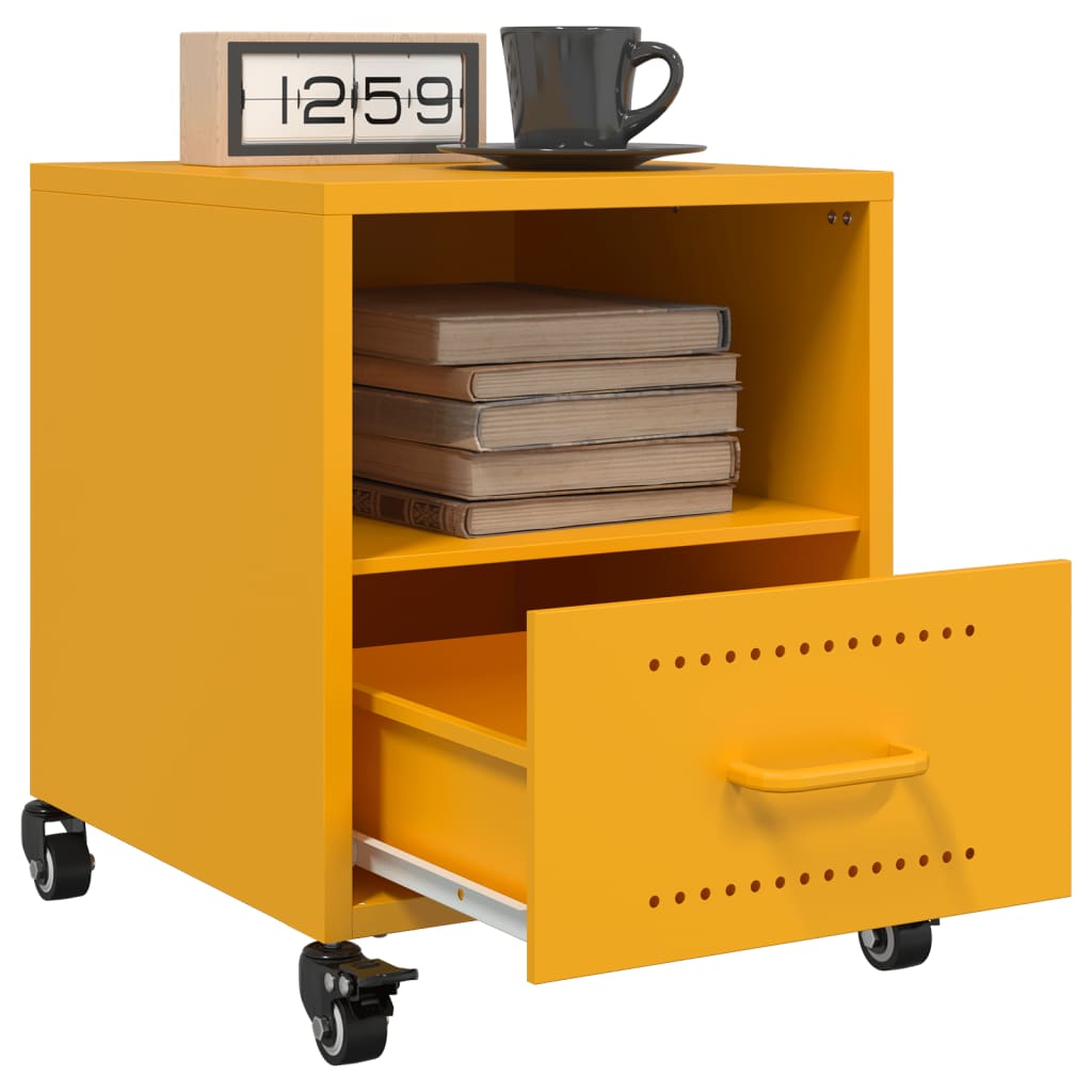Mustard Yellow Steel Bedside Cabinets 2 pcs - 36x39x43.5 cm