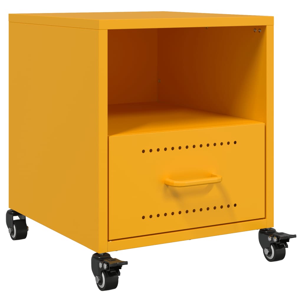 Mustard Yellow Steel Bedside Cabinets 2 pcs - 36x39x43.5 cm