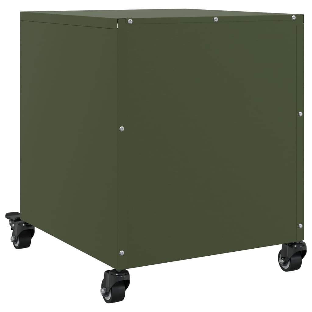 Olive Green Steel Bedside Cabinet - 36x39x43.5 cm