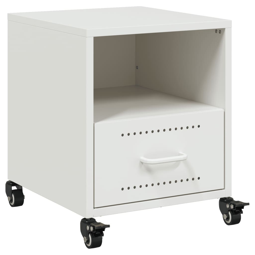 Sleek White Steel Bedside Cabinet - Compact 36x39x43.5 cm Design