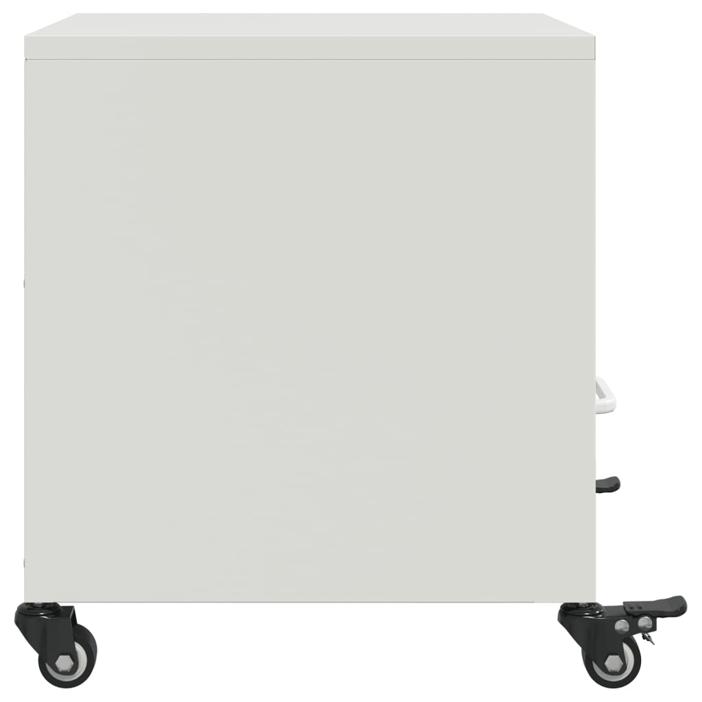 Sleek White Steel Bedside Cabinet - Compact 36x39x43.5 cm Design