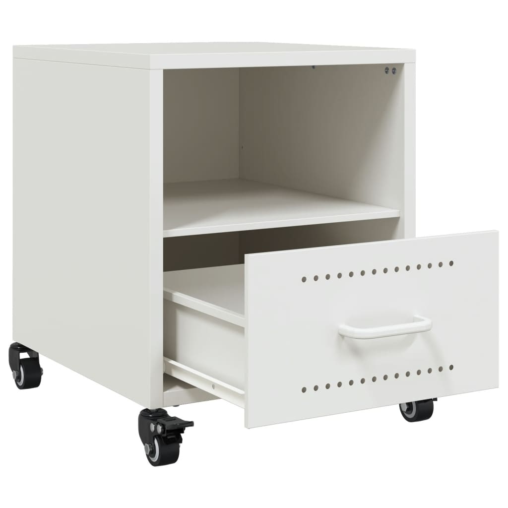 Sleek White Steel Bedside Cabinet - Compact 36x39x43.5 cm Design