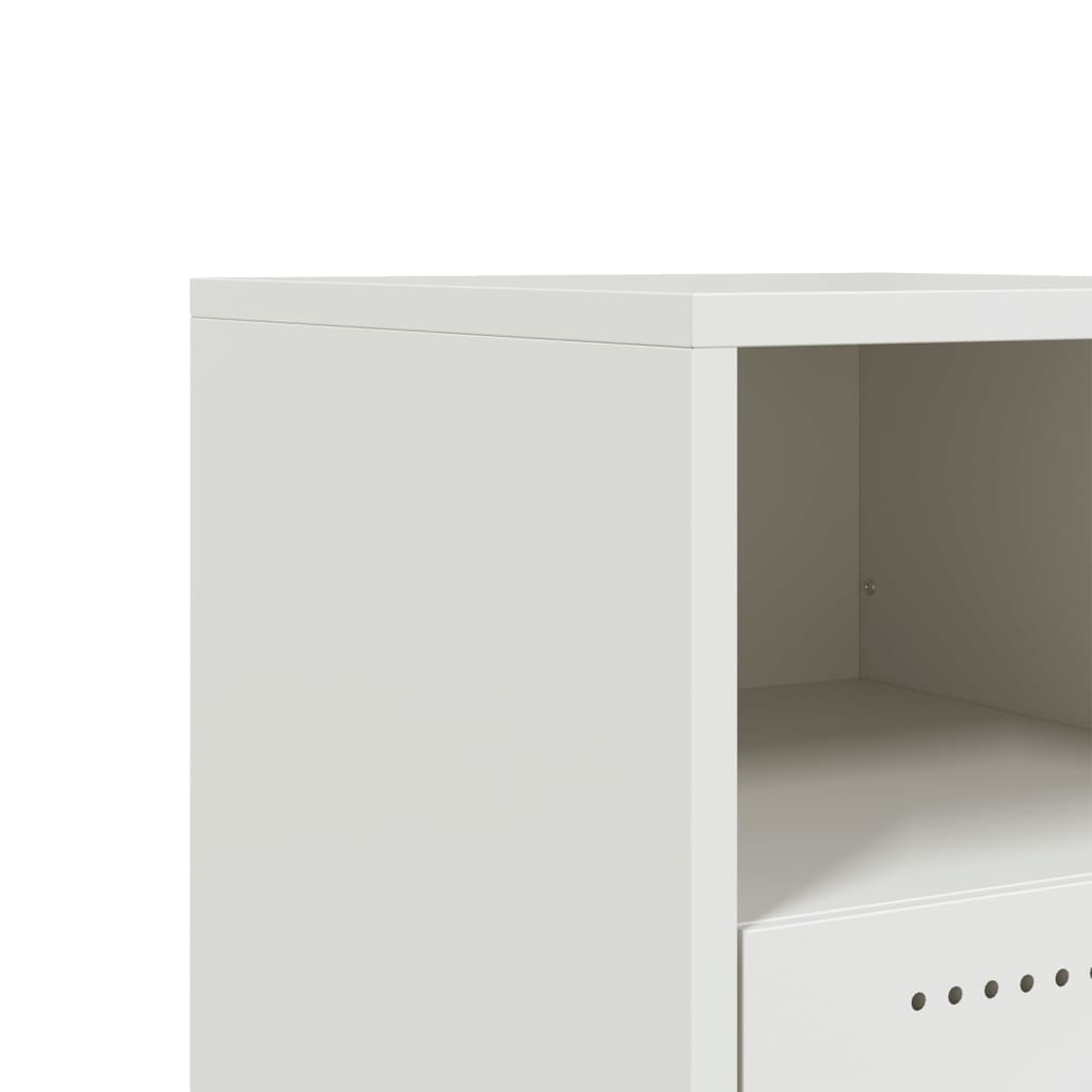 Sleek White Steel Bedside Cabinet - Compact 36x39x43.5 cm Design