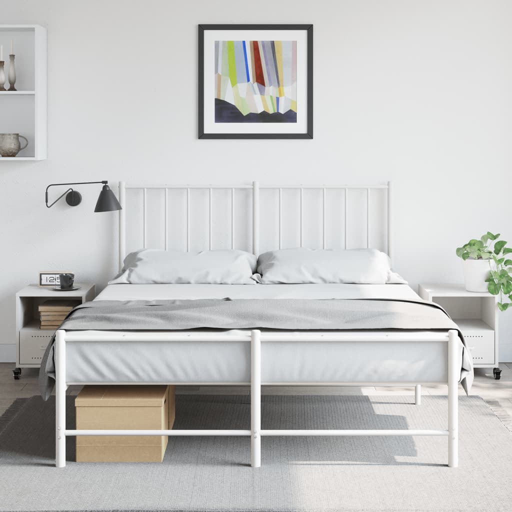 White Steel Bedside Cabinets Set of 2, 36x39x43.5 cm