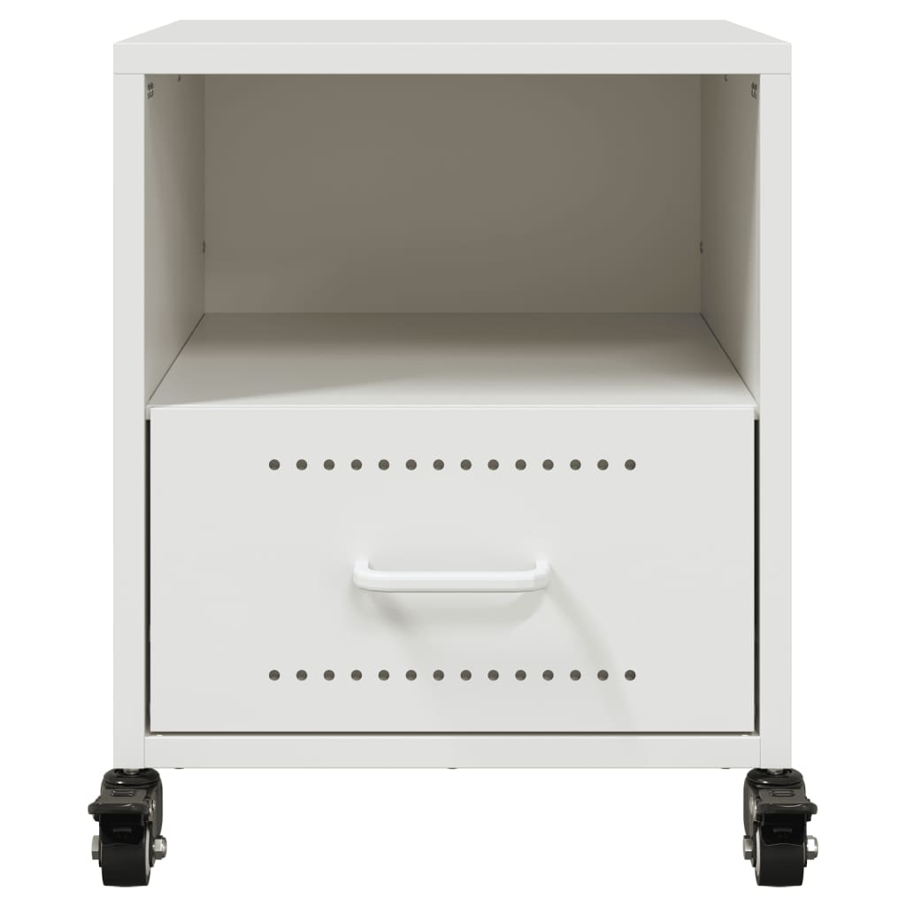 White Steel Bedside Cabinets Set of 2, 36x39x43.5 cm