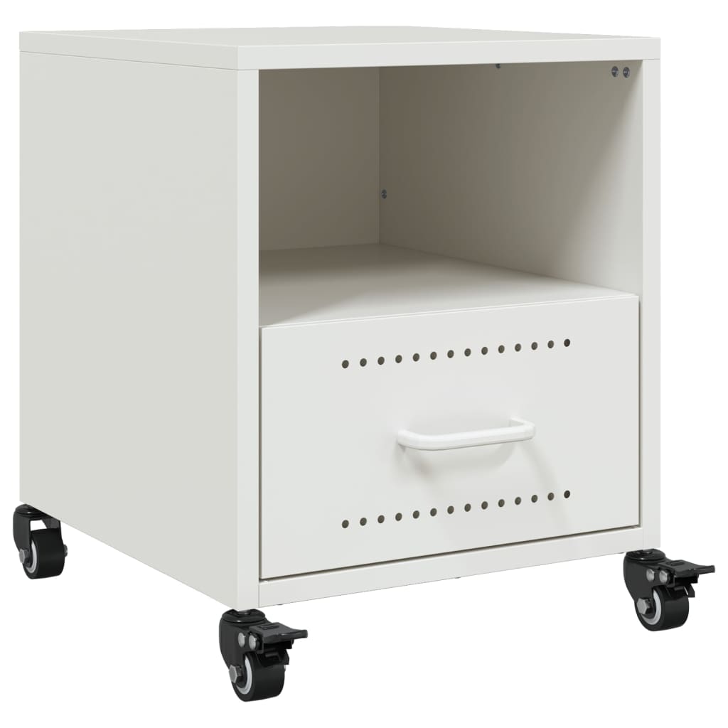 White Steel Bedside Cabinets Set of 2, 36x39x43.5 cm