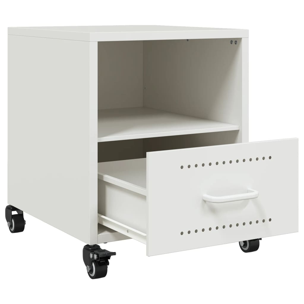 White Steel Bedside Cabinets Set of 2, 36x39x43.5 cm