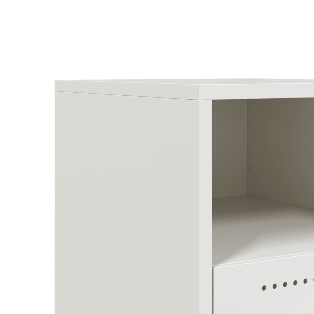 White Steel Bedside Cabinets Set of 2, 36x39x43.5 cm