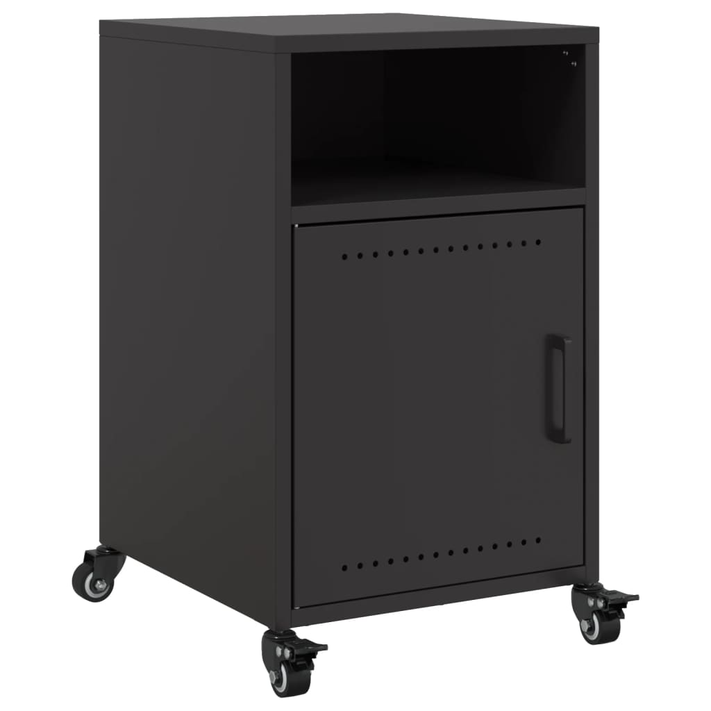 Sleek Black Steel Bedside Cabinet - 36x39x59 cm