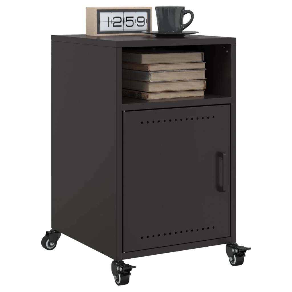 Sleek Black Steel Bedside Cabinet - 36x39x59 cm