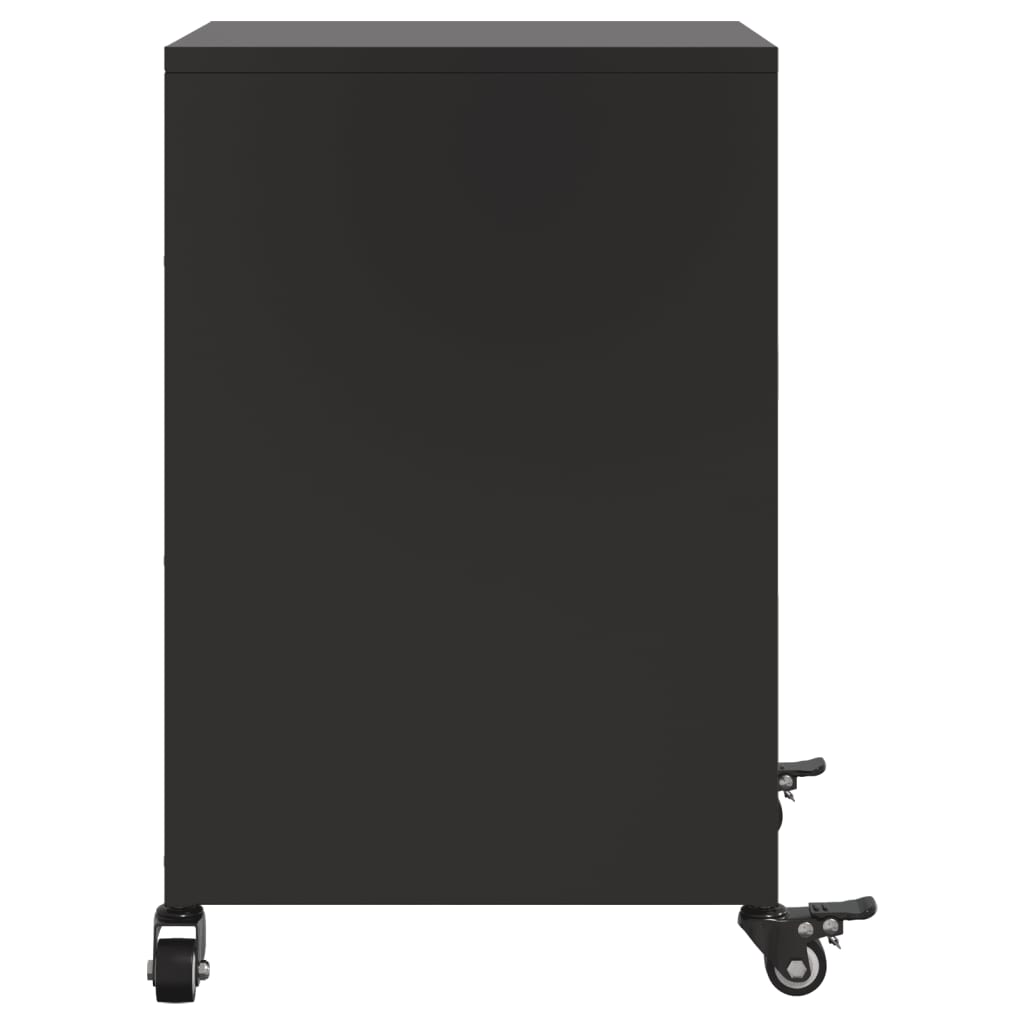 Sleek Black Steel Bedside Cabinet - 36x39x59 cm