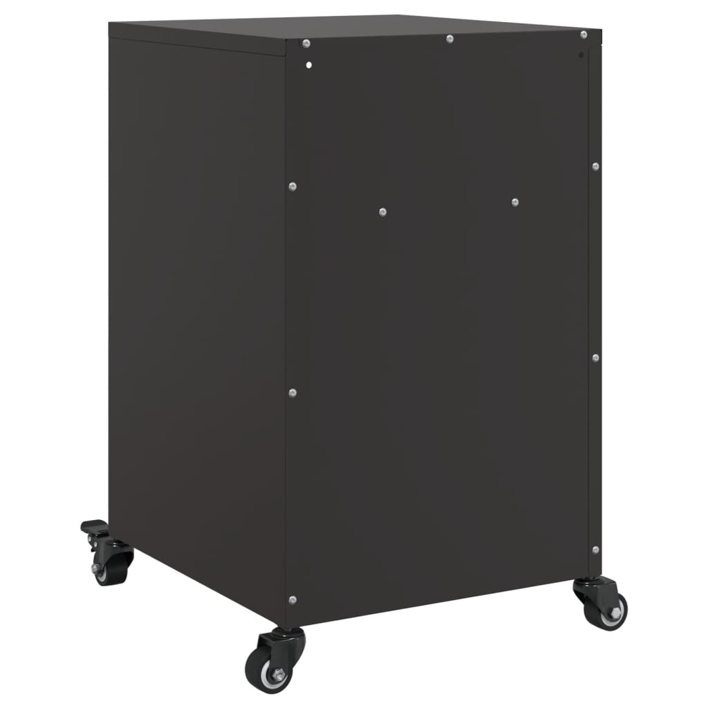 Sleek Black Steel Bedside Cabinet - 36x39x59 cm