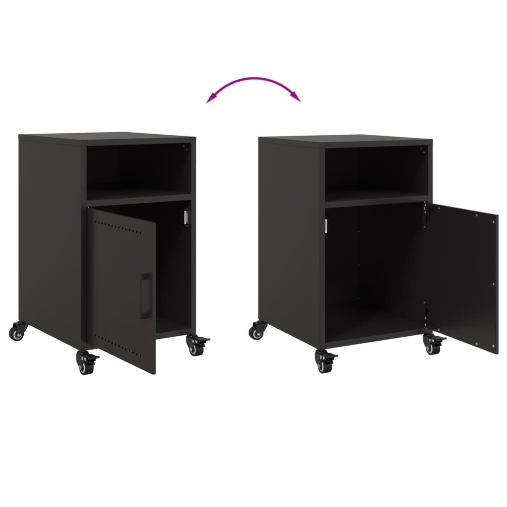 Sleek Black Steel Bedside Cabinet - 36x39x59 cm