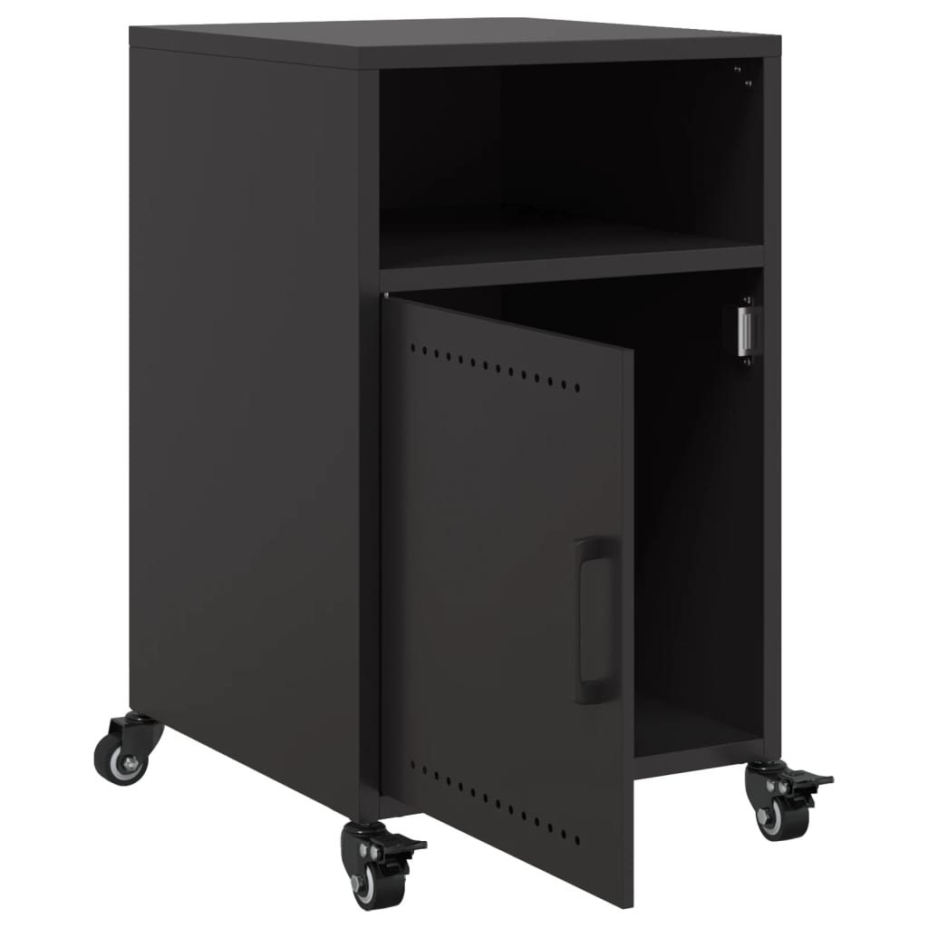 Sleek Black Steel Bedside Cabinet - 36x39x59 cm