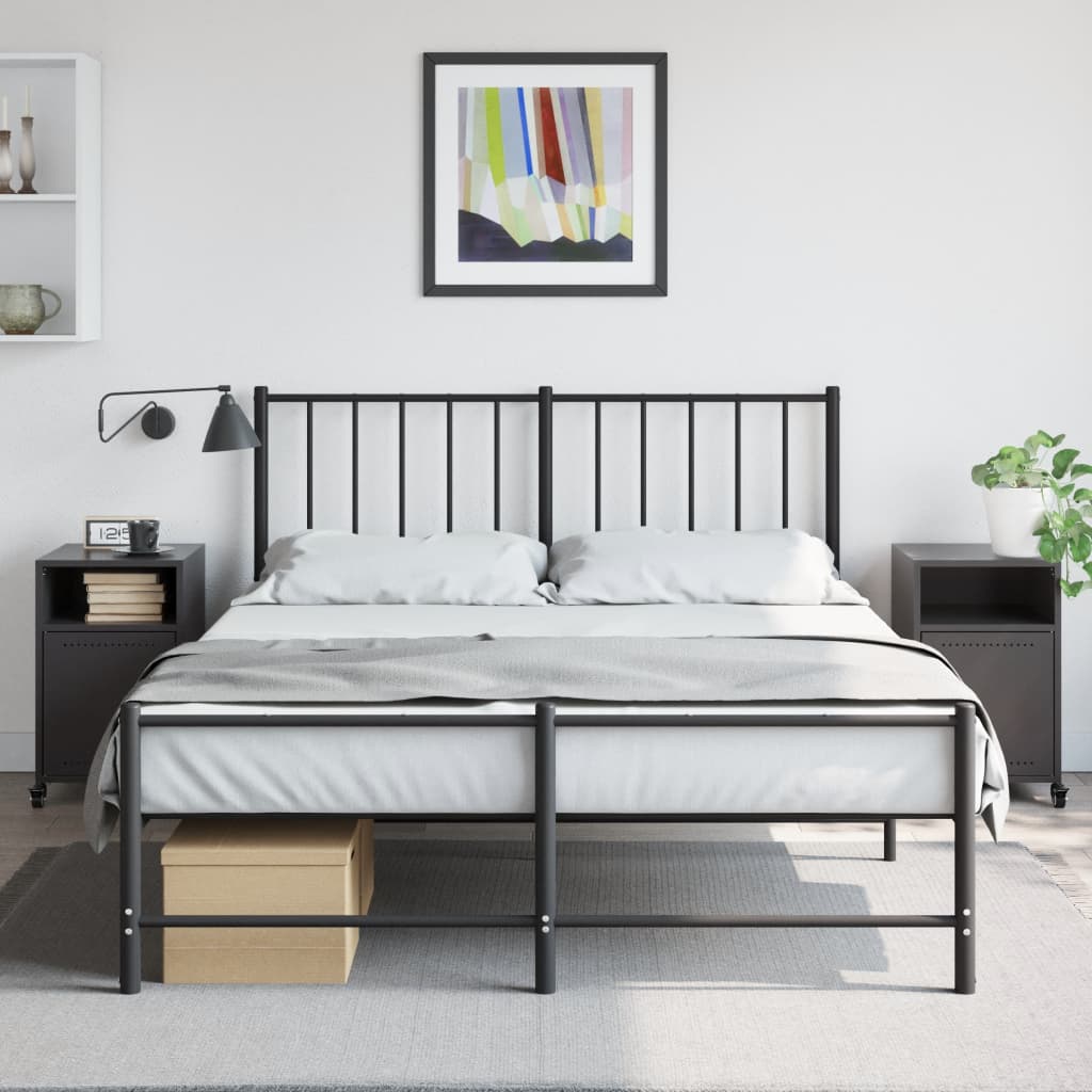 Sleek Black Steel Bedside Cabinets, Set of 2, 36x39x59 cm