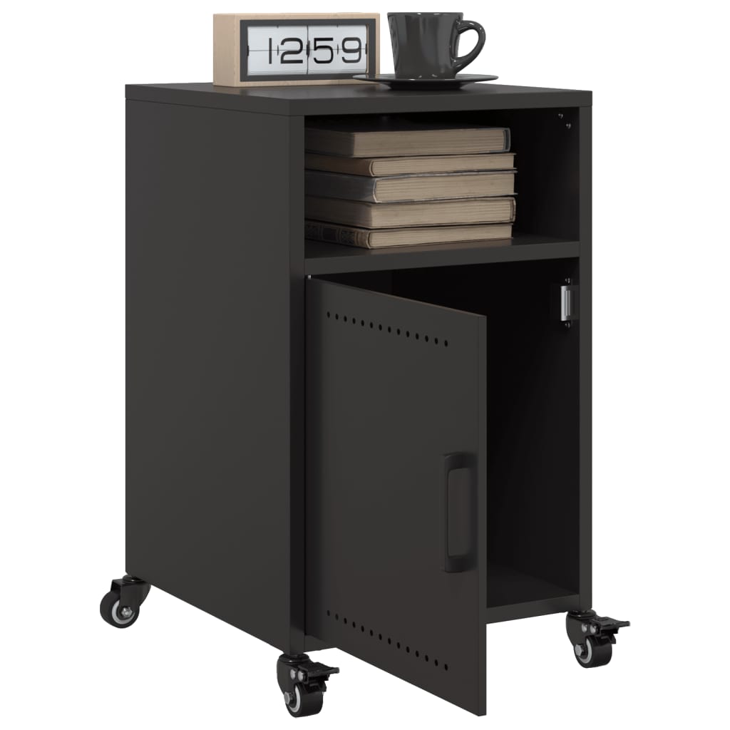 Sleek Black Steel Bedside Cabinets, Set of 2, 36x39x59 cm