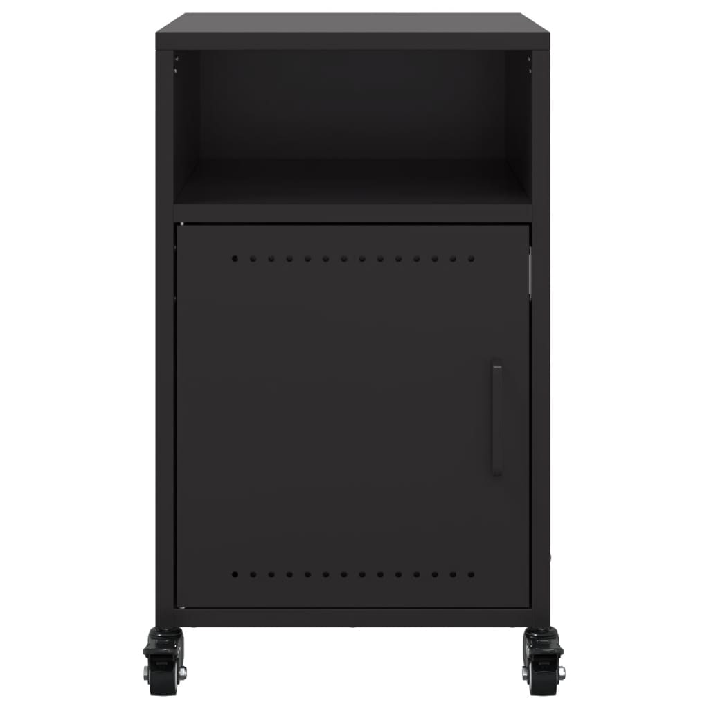 Sleek Black Steel Bedside Cabinets, Set of 2, 36x39x59 cm