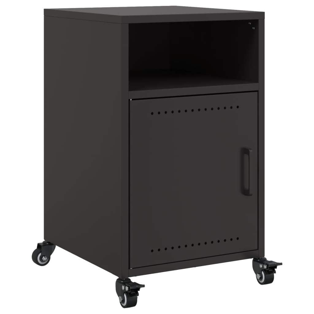 Sleek Black Steel Bedside Cabinets, Set of 2, 36x39x59 cm