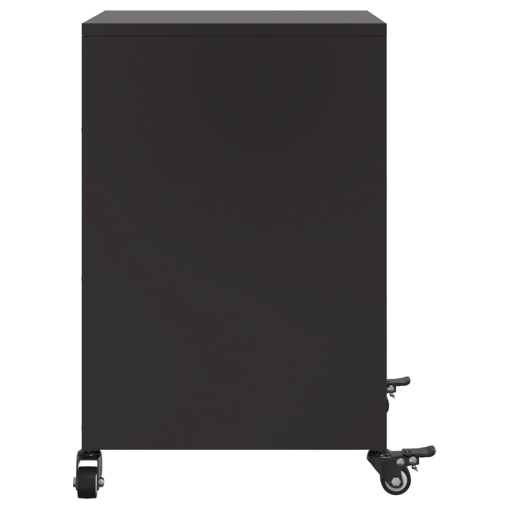 Sleek Black Steel Bedside Cabinets, Set of 2, 36x39x59 cm
