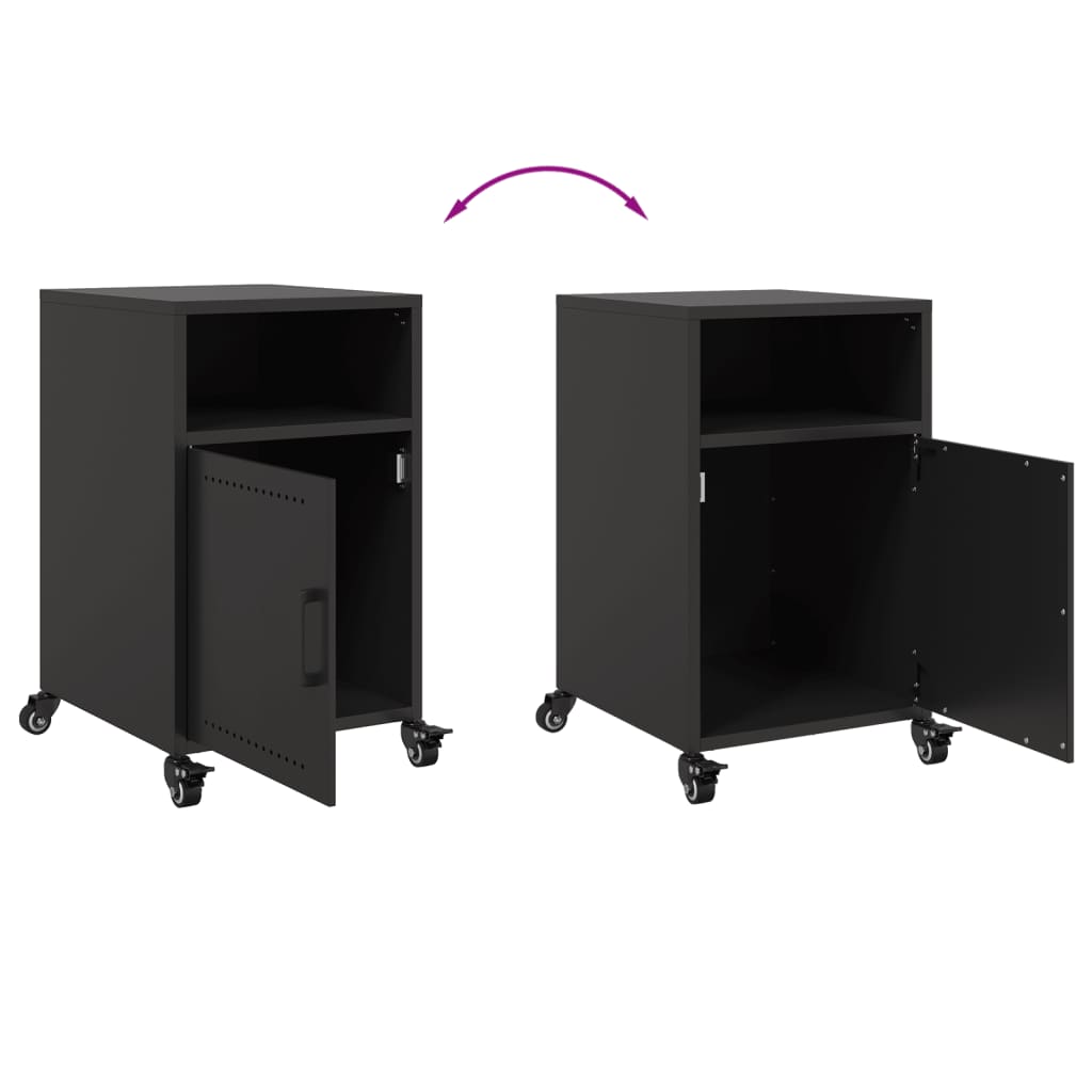 Sleek Black Steel Bedside Cabinets, Set of 2, 36x39x59 cm