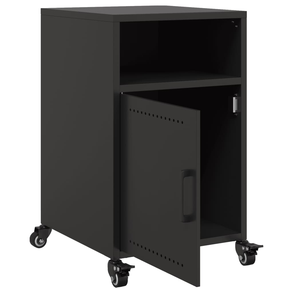 Sleek Black Steel Bedside Cabinets, Set of 2, 36x39x59 cm