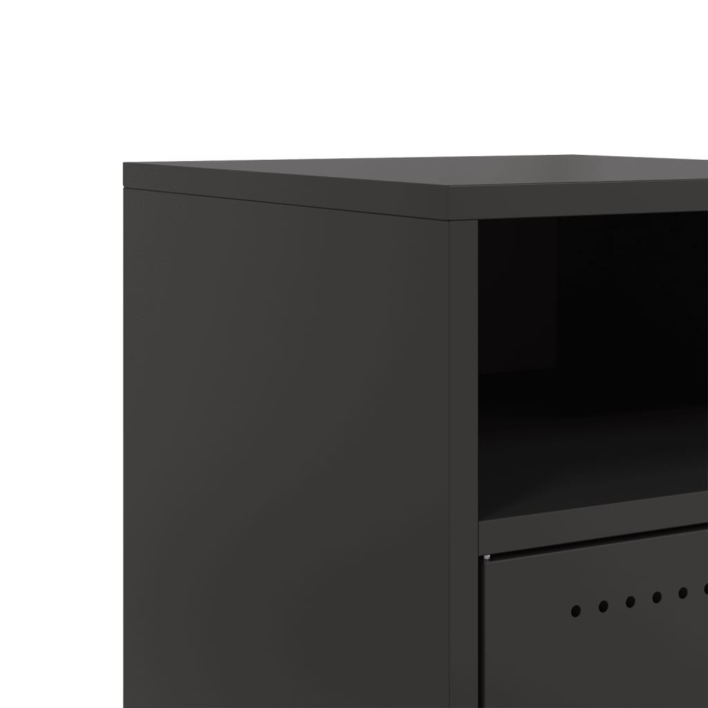 Sleek Black Steel Bedside Cabinets, Set of 2, 36x39x59 cm