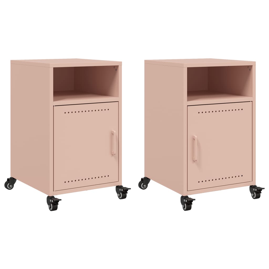 Pink Steel Bedside Cabinets Set of 2 - 36x39x59 cm