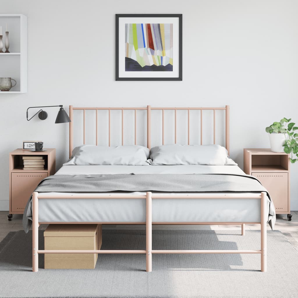 Pink Steel Bedside Cabinets Set of 2 - 36x39x59 cm