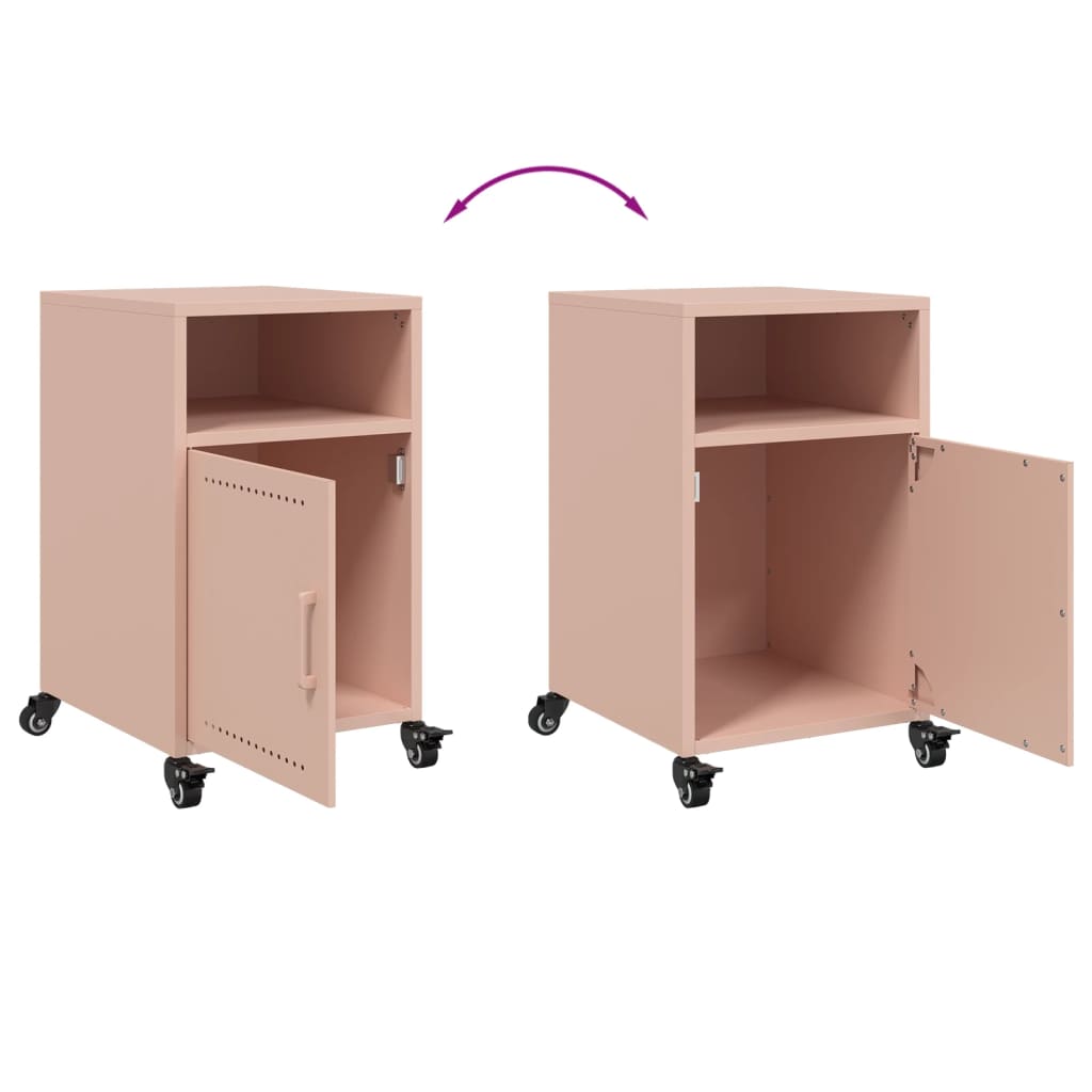 Pink Steel Bedside Cabinets Set of 2 - 36x39x59 cm