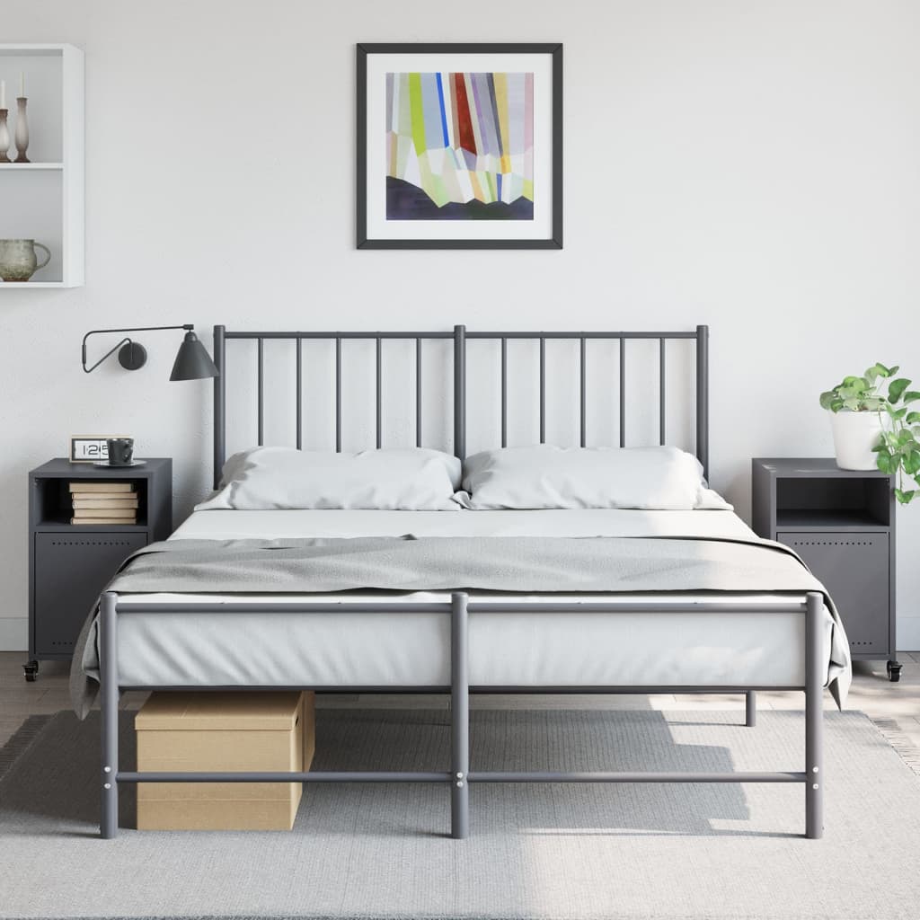 Anthracite Steel Bedside Cabinets 2pcs - 36x39x59 cm Modern Design
