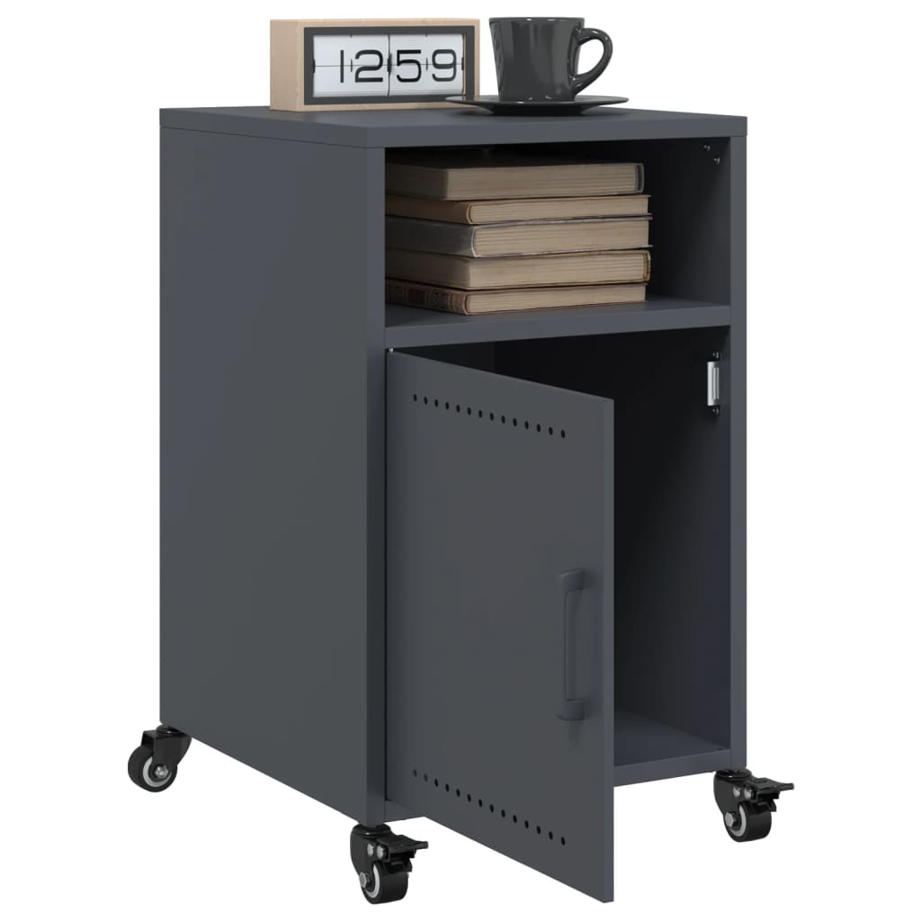 Anthracite Steel Bedside Cabinets 2pcs - 36x39x59 cm Modern Design