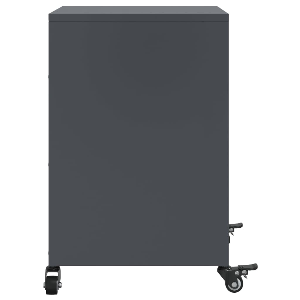 Anthracite Steel Bedside Cabinets 2pcs - 36x39x59 cm Modern Design