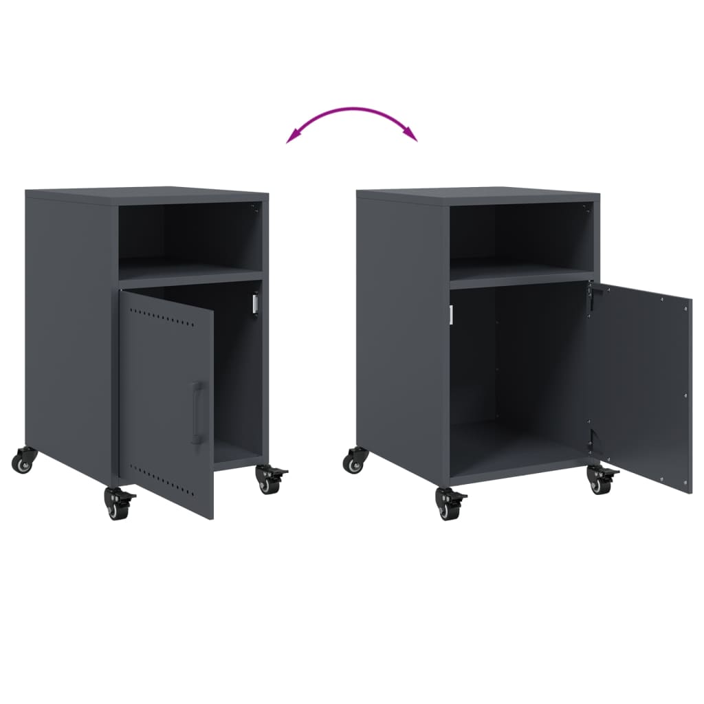 Anthracite Steel Bedside Cabinets 2pcs - 36x39x59 cm Modern Design