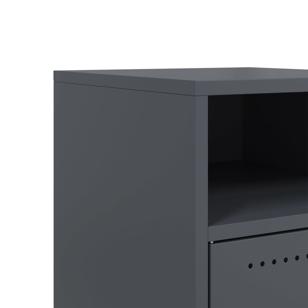 Anthracite Steel Bedside Cabinets 2pcs - 36x39x59 cm Modern Design