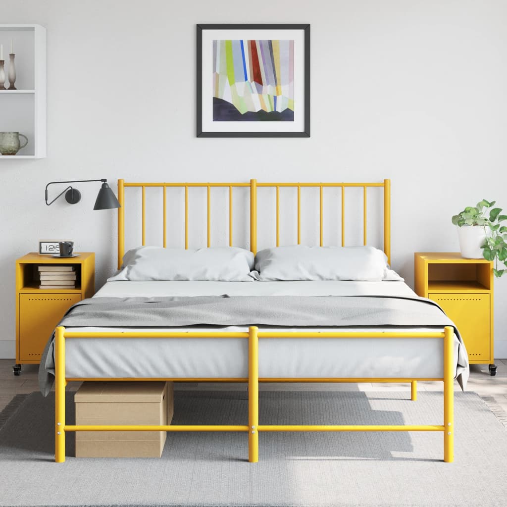 Mustard Yellow Steel Bedside Cabinets 2pcs - 36x39x59 cm