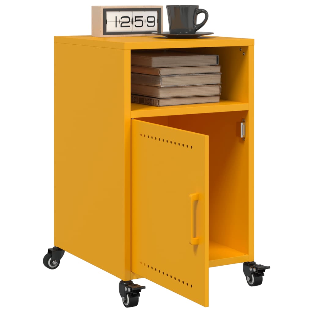 Mustard Yellow Steel Bedside Cabinets 2pcs - 36x39x59 cm