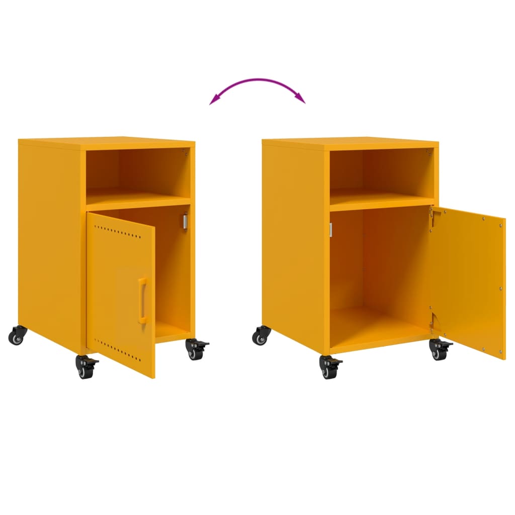 Mustard Yellow Steel Bedside Cabinets 2pcs - 36x39x59 cm