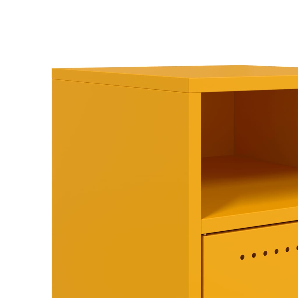 Mustard Yellow Steel Bedside Cabinets 2pcs - 36x39x59 cm