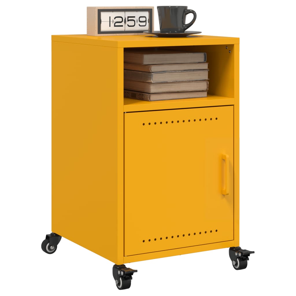Mustard Yellow Steel Bedside Cabinets 2pcs - 36x39x59 cm